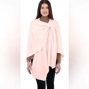 SAOL Premium Knitwear - Lambswool Draped Shawl - Pink - One Size